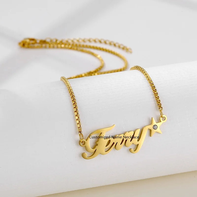 Lateefah OEM Wholesale Custom NAME Jewelry Pvd Plated No Fade Stainless Steel Necklace for Women Kid Gifts