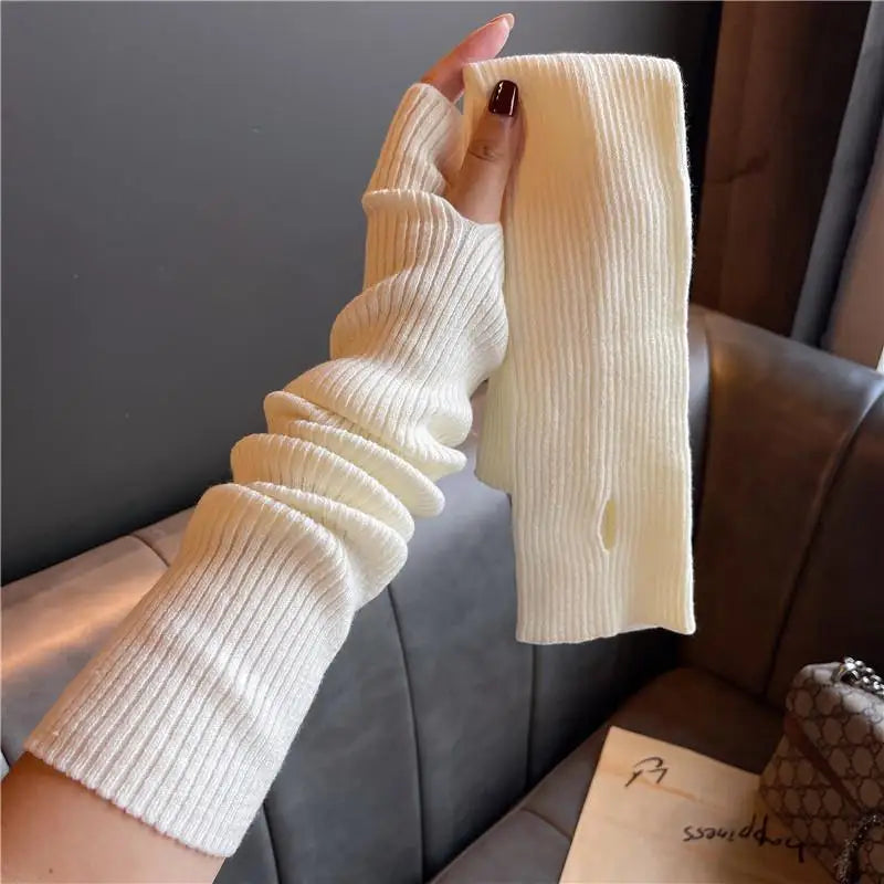 Arm Warmer Winter Long Fingerless Gloves Knit Mitten Gloves Elbow Warmer With Thumb Hole for Women