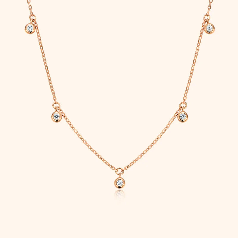 H&F Original 18K Gold Beaded Pendant Necklace with Rose Designs Wholesale Women's Bubbles Diamond Necklace