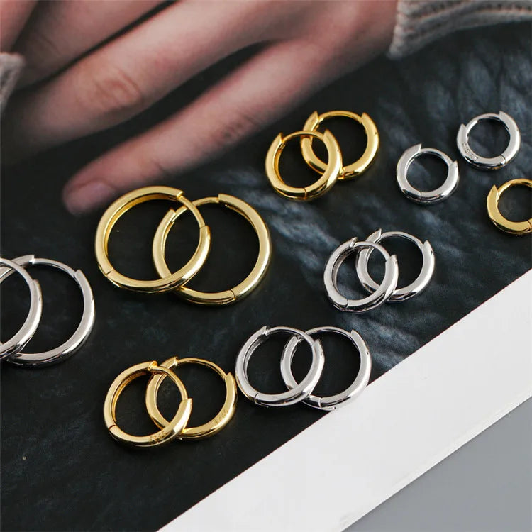SP High Quality 925 Sterling Silver 18K Gold Plated  Earrings Fine Jewelry Multi Size Gold Vermeil Hypoallergenic Hoop Earrings