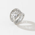 2025 Latest Stainless Steel Retro Unique Personality Hollow Irregular 18k Silver Plated Ring Woman