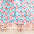 Nordic 3D Macaron Grid Square Wallpaper Internet Celebrity Beauty Salon Nail Shop Clothing Store Wallpaper Wall Covering