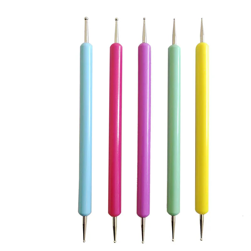 Wholesale Macaron Color Nail Art Dotting Pen 5-piece Set Rhinestones Picker Crystal Dotting Pen
