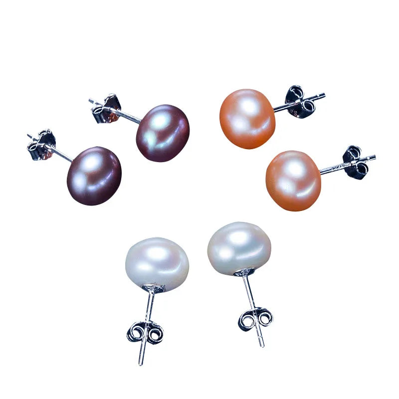 Freshwater Pearl  Earring  S925  Sterling Silver Stud Earrings for Wedding 2-11 mm PearlAAA Grade