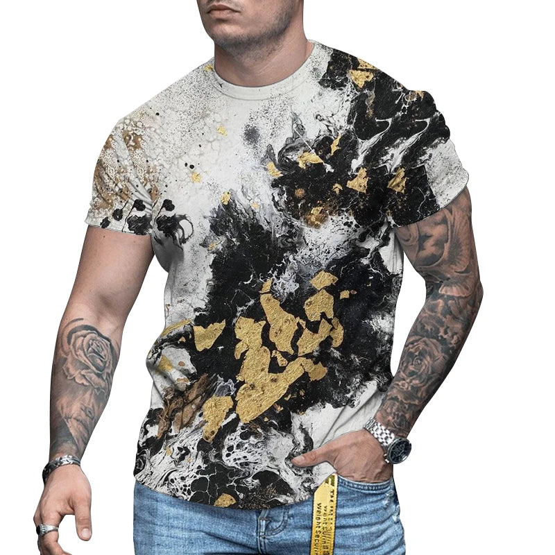 Hot Sale Men's Luxury Breathable Summer T Shirt Custom 3D Printed Breathable Knitted Chemises De Luxe Homme