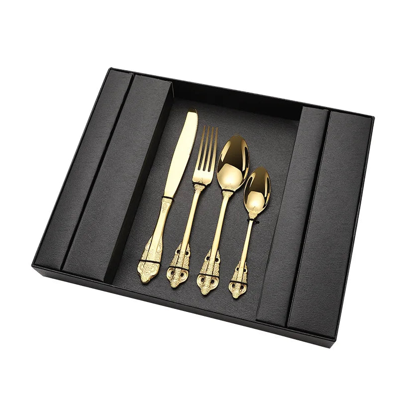 New Product 2021 Stainless Steel Cutlery Set Gold Flatware for Wedding Forks and Spoons