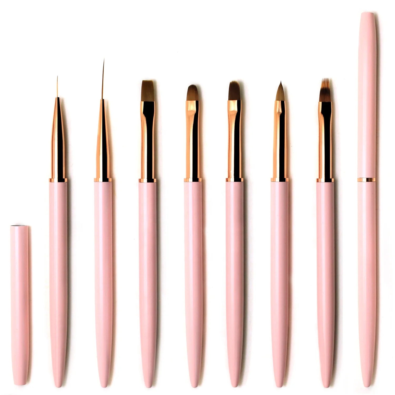 YALIXIN Professional Nail UV Gel Liner 3D Ombre Flat Brush Custom Logo Pink Metal Handle Oval Nylon Hair Stock in Warehouse