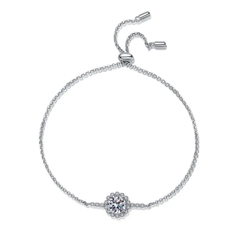 Classic Moissanite Bracelet for Women 925 Sterling Silver Adjustable Charm Bracelets Fashion Jewelry