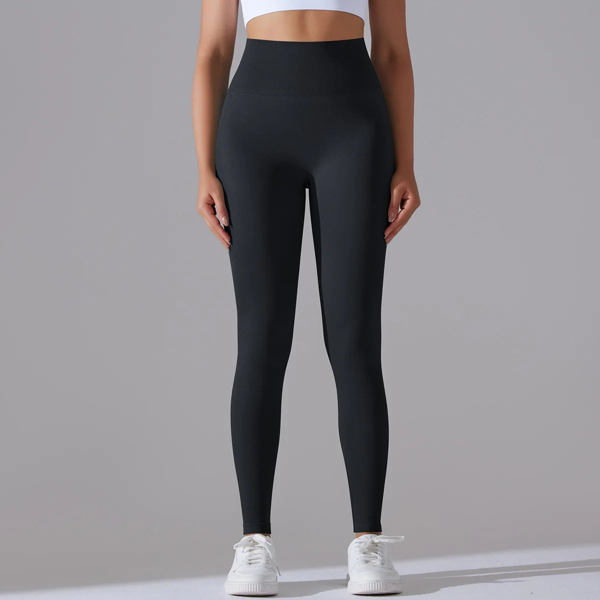 Seamless Knitting Pure Color Smiling Face and Peach Butt High-waisted Skinny Running Fitness Yoga Pants