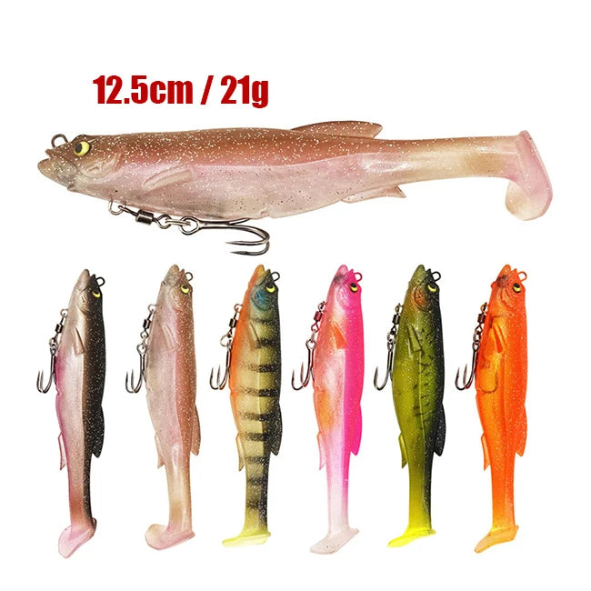 21g 125mm Wholesale T-Tail Jerkbait Build in Magnet Shad Swimbait Soft Plastic Paddle Tail Swimbait
