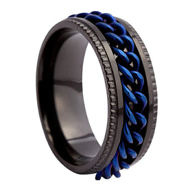 New Optional Multi-color Matching Stainless Steel Jewelry Rotatable Decompression Ring Chain Hollow Ring Gifts for Women Men