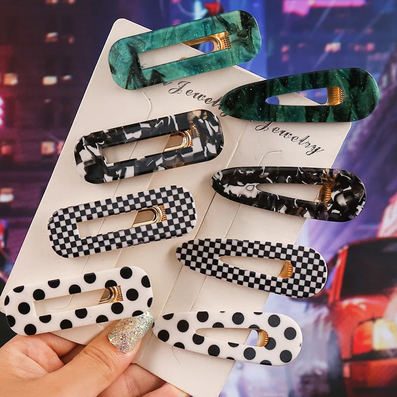 Korean Fashion Acrylic Plastic Barrette Hairclips Tortoiseshell Women Girls Snap Geometric Hair Clips Accessories