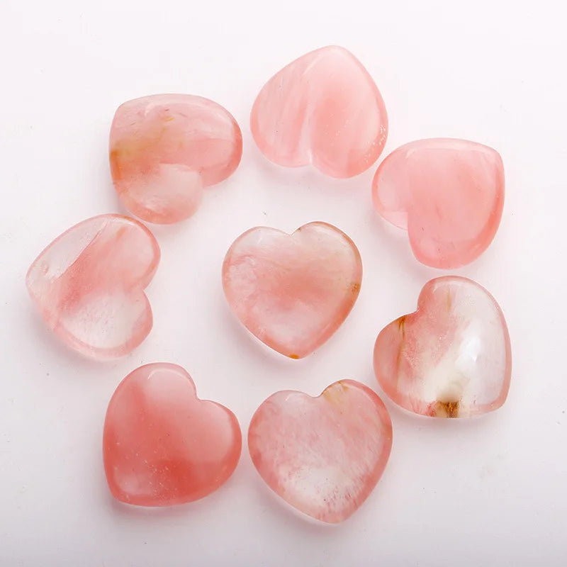 HZ Wholesale Natural Agate Heart Shape Agate Stone Crystal Craft Healing Watermelon Quartz Heart Shape
