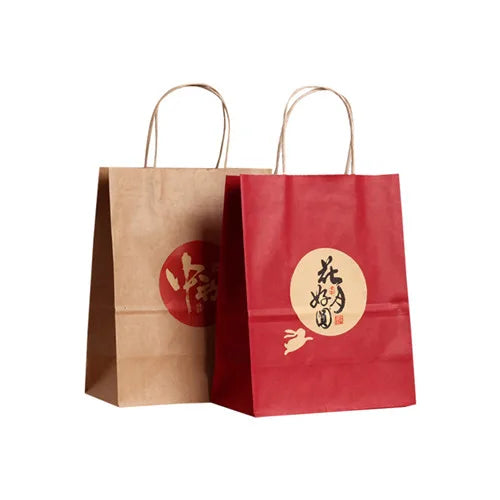 Custom Printed Take Away Food White Kraft Paper Bags with Printed Logo
