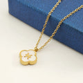 SSeeSY Fashion Jewelry Designer Astrology Horoscope Zodiac Sign Necklace Stainless Steel Shell Clover Pendant Necklace for Women