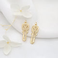 Brass 14K Gold Plated Key Shape Pendant Unique Design Jewelry Making Charm Suitable for Making Necklace Bracelet Accessories