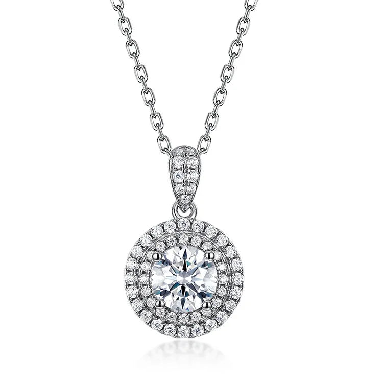 New Arrival 925 Silver 1.0ct Round Cut VVS Moissanite Pendant Classic Necklace Pendant for Women
