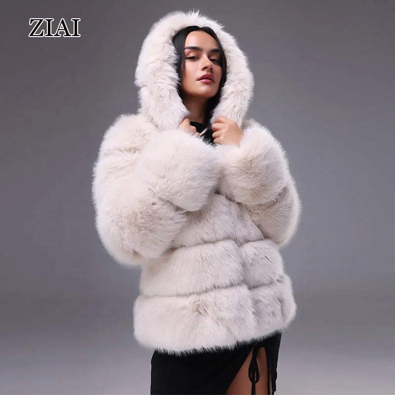 Wholesale Fashion Ladies Fake Fur Coat Winter Women Custom Faux Fur Jacket Warm Faux Fur Coat for Women