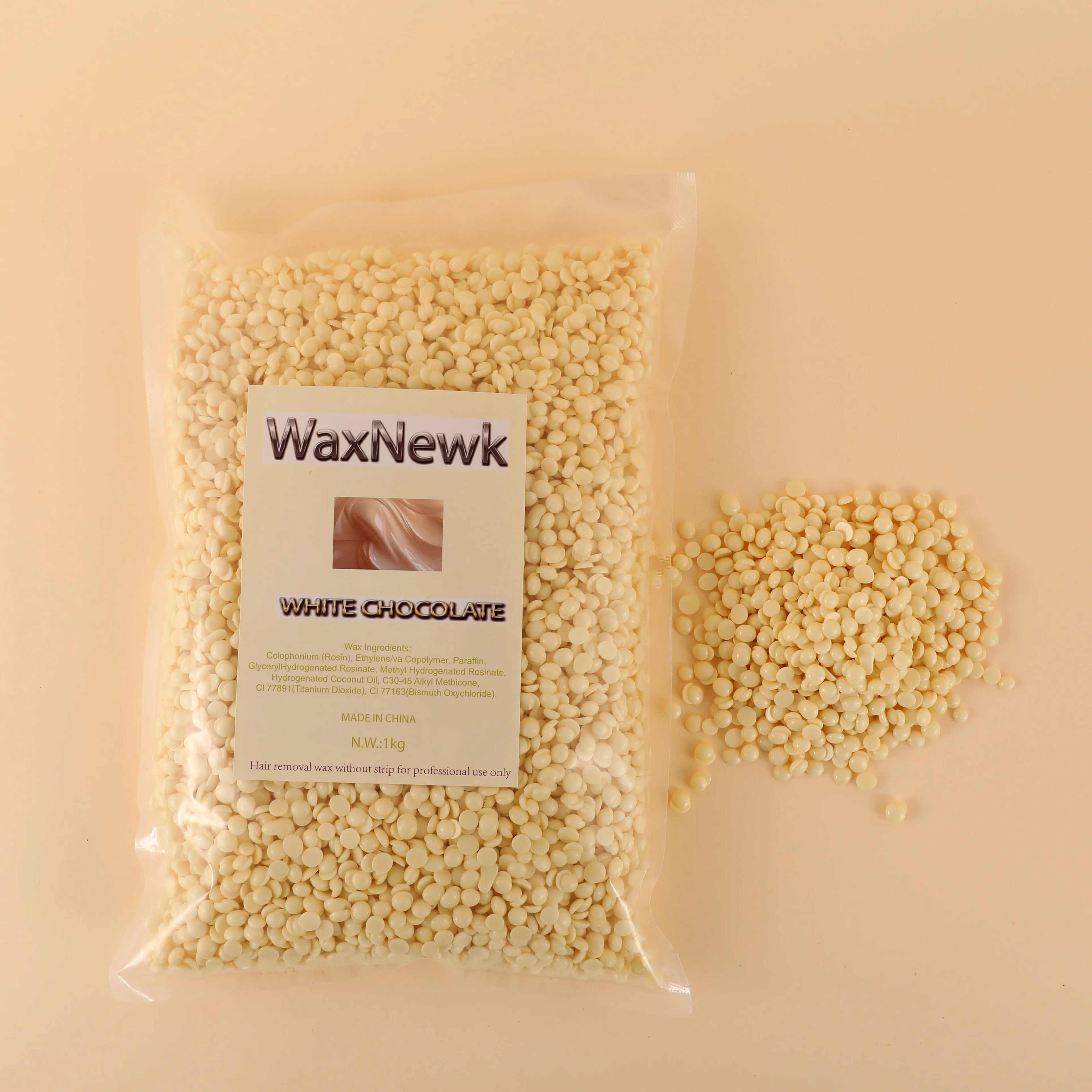 WaxNewk OEM Custom Private Label white chocolate Professional 1000g Depilatory Hard Wax Beans for Hair Removal
