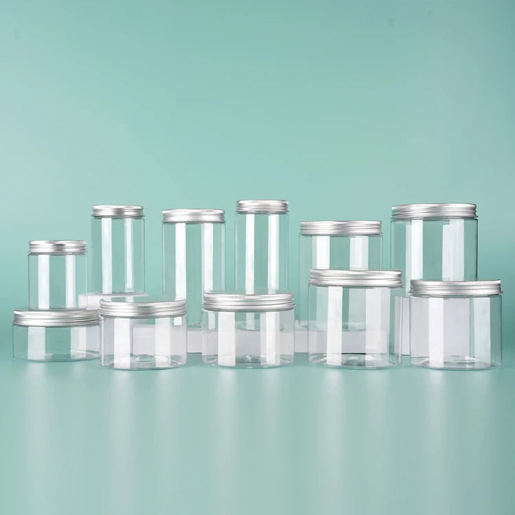 Clear Plastic Pet Jars Lids 100ml 300ml Capacity Empty Cream Cosmetics Containers Gift Food Jars Kitchen Storage Skin Care Use