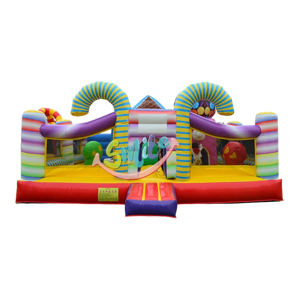 Commercial Game Inflatable Bouncer Red Bouncy Castle Tropical Blue Inflatable Water Slide Candy Bounce House Party Jumper Sale