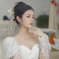 New Chinese Vintage Style Tassel Hairpin  Ginkgo Leaf Bride Hairpin Hand-woven Photography Hair Fork Wedding Dress Accessories