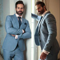 2025 New Light Blue Business Men Suits Single Breasted Wedding Formal Suits Slim Fit Set 3 Pieces for Men Tuxedos Blazer Sets