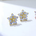 Snowflake Design Zircon Western Earrings for Women with 925 Sterling Silver 14k for Girls