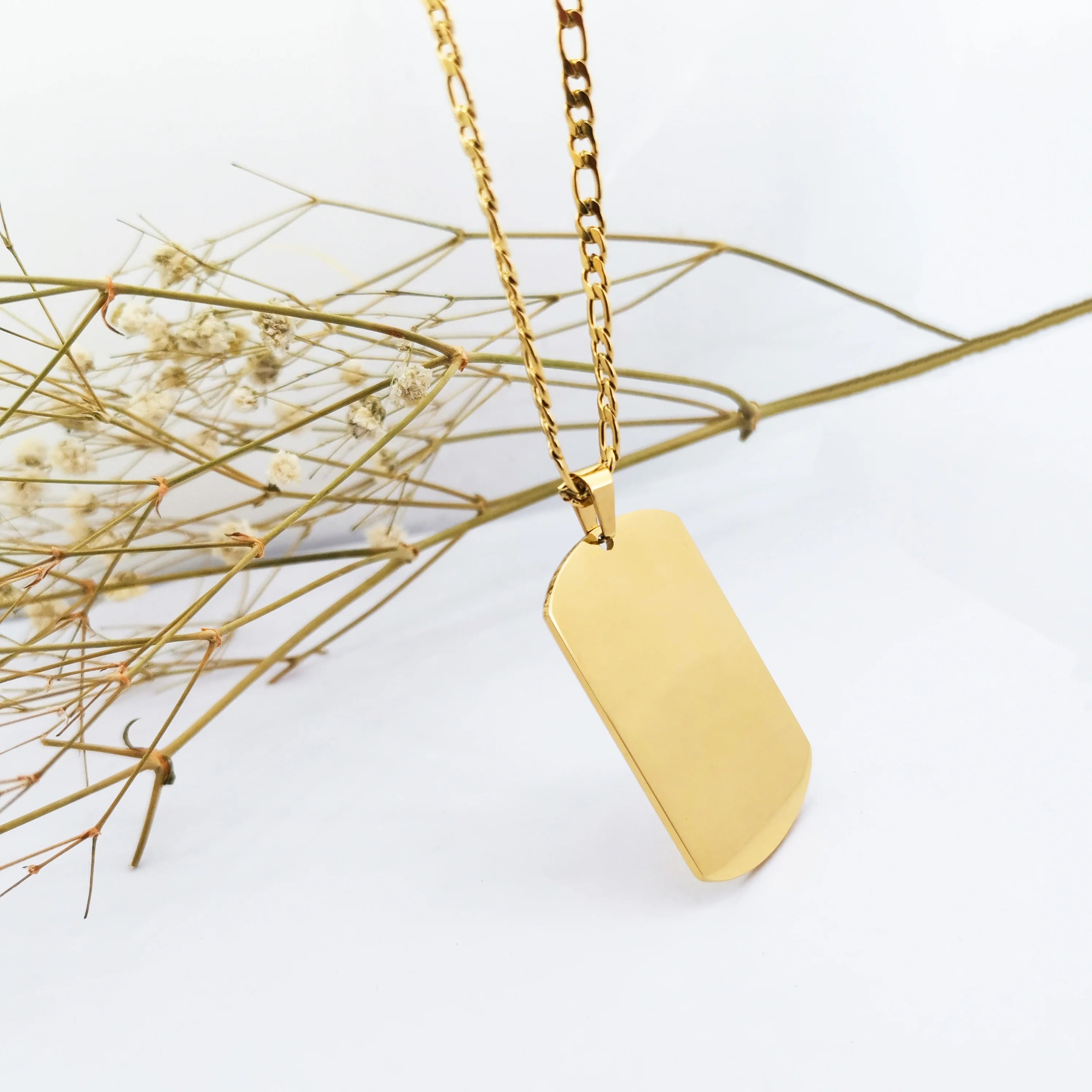 Wholesale Stainless Steel Necklace Customizable Logo Identity Card PlatePrint Blank Dogtag Engraving Pendant Necklace for Man