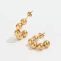 JOOLIM Jewelry PVD 18K Gold Plated Cute Bead Hoop Earring Stainless Steel Jewelry Wholesale