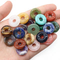 18mm Natural Crystal Agate Stone Donut Pendant Large Hole Crystal Donut Pendant Diy Necklace Accessories