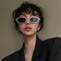 2024 Wholesale Custom Logo Fashion Designer Shades UV400 Lens Women Trendy Brand Round Oval Small Frame Metal Sunglasses