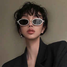 2024 Wholesale Custom Logo Fashion Designer Shades UV400 Lens Women Trendy Brand Round Oval Small Frame Metal Sunglasses