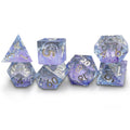 Custom Flower Dice 7pcs Polyhedral Purple Liquid Core Resin Dice Set for DND Table Games