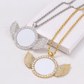 Sublimation Blank Rhinestones Angel Wings Necklaces Fashion Necklaces Creative Gifts