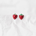 925 Sterling Silver Delicate Sweet Enamel Strawberry Stud Earrings for Women Daily OL Fine Jewelry Accessories