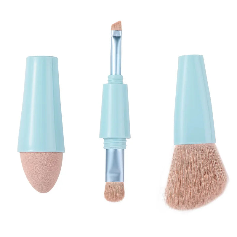 Private Label 4 in 1 Mini Multifunction Makeup Foundation Double Head Brush Portable Beauty Brushes Tools for Women