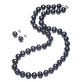 FEIRUN 7-8mm off Round AA- Black Color 925 Sterling Silver Original Women of Freshwater Pearl Earrings Set Jewelry