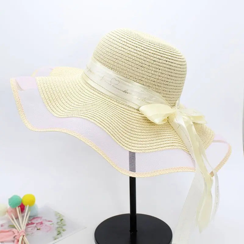 Lady and Girls Summer Sun Shading Big Brim Mesh Lace Straw Hat Women Fashion Hats