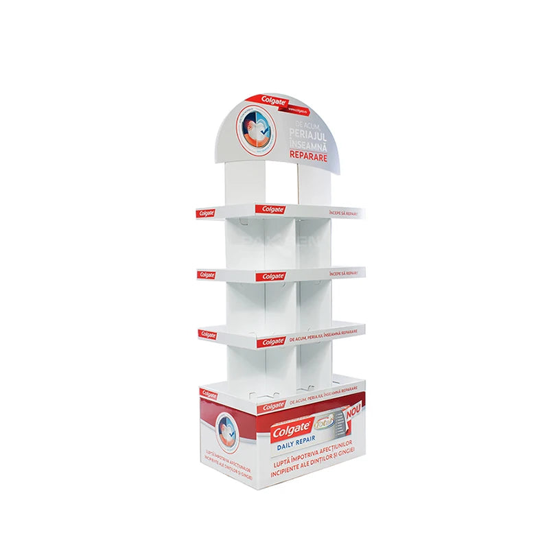 Custom Cardboard Free Standing Cosmetics Rack Makeup Tester Display Stand