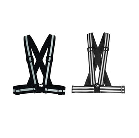 Hi Vis EN471 Break Away Adjustable Elastic Reflective Running Vest Belt with Reflective Strip Light Reflecting Black Safety Vest