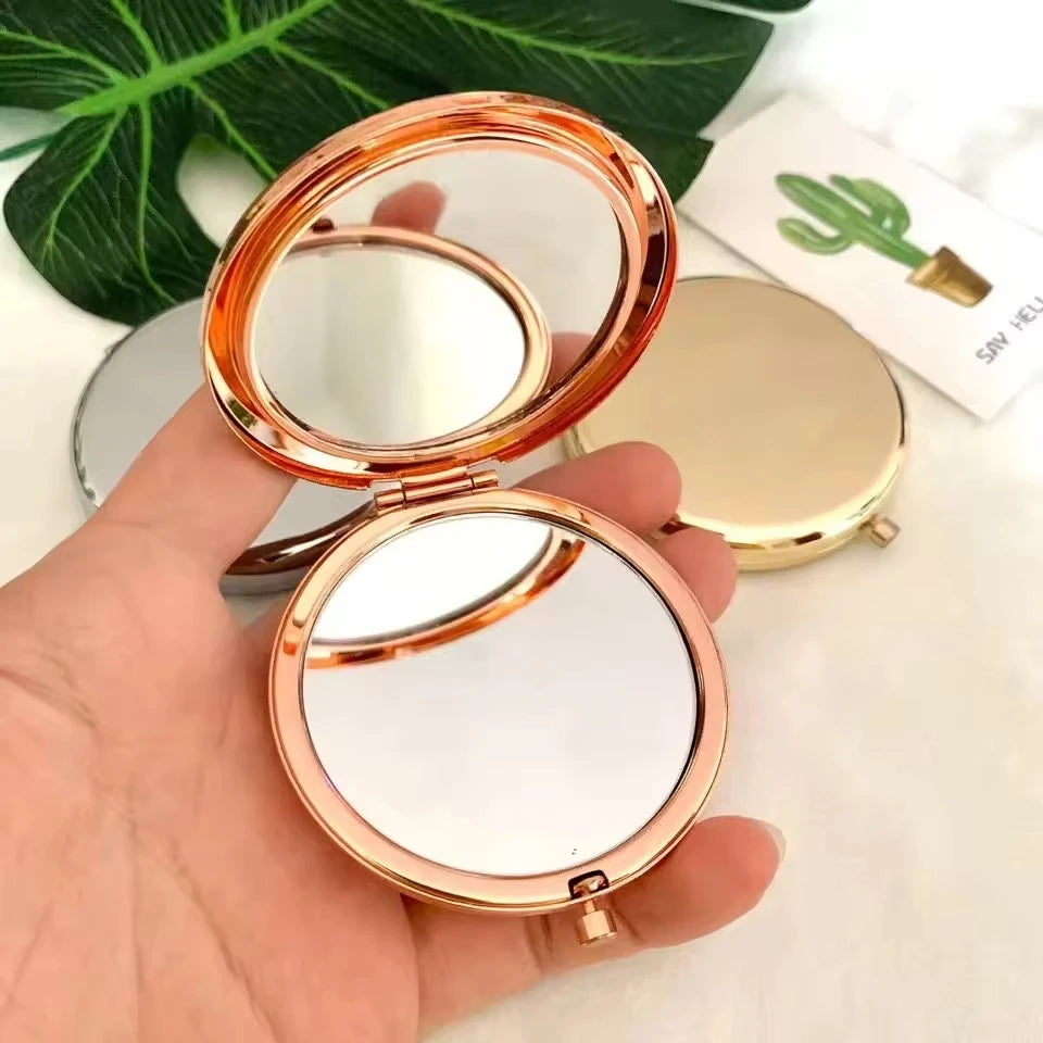 Acceptable Custom Makeup Mirror Personalized Rose Gold Makeup Mirror Portable Folded Small Cosmetic Mirror Pocket Makeup