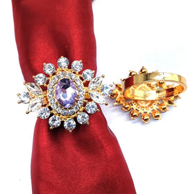 Modern Luxury Napkin Rings for Wedding Tables 4*6cm Gold-Plated Pink Glass With Clear Rhinestone Trendy Napkin Rings Restaurants