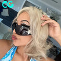 2022 Punk Sports Sunglasses Women Brand Designer Wrap Around Sun Glasses for UV400 Shades One Piece Fashion Pentagram Eyewear