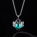 BINSHUO Devil Eye Pendant Necklace Silver Plated Stainless Steel Hip Hop Waterproof Blue Rhinestone Men's Gift