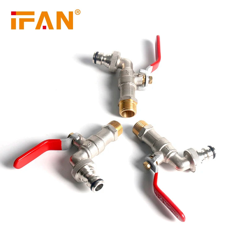 Ifan Factory Brass Material Yellow and White Colors 1 Inches Brass Bibcock Water Tap for Floor Heating Plomberie Robinet