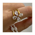 ERESI New Sets Ring For Lady Big Cubic Zircon Stainless Steel Flower Ring Waterproof PVD 18K Gold Plated Ring for Women Jewelry