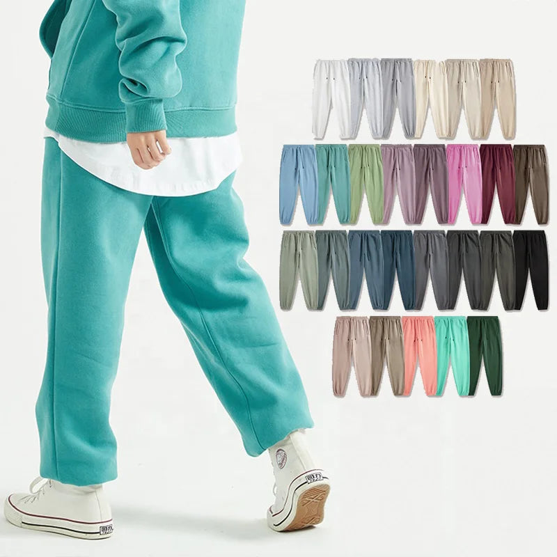 Men's 345g Fleece Solid Jogger Pants Oem logo Custom Streetwear Sports Casual Brushed Sweat Pants Plain Blank Sweatpants