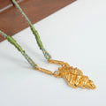 Real Gold Plated Brass Seashell Pendant Necklace Hand Braided Green Cotton Cord Jewelry for Women Beach Vacation Gift 2025