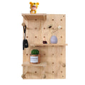 Modern Multifunction Woodiness Wall Storage Rack with Cave Board Design for Living Room Goods Display